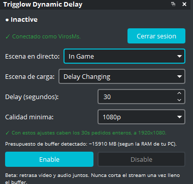 Trigglow Dynamic Delay panel