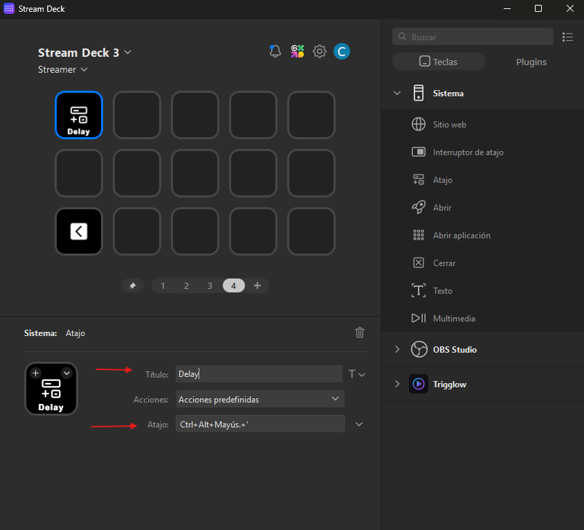 Set title and hotkey in Stream Deck