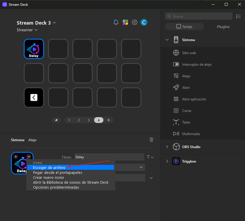 Choose a custom icon in Stream Deck